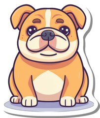 Fototapeta premium Adorable Cartoon Bulldog Puppy Sitting Sweetly