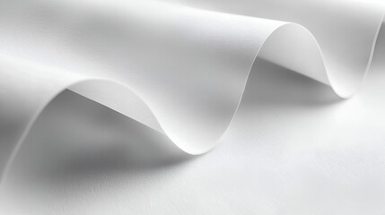 Abstract waves of white paper, creating a minimalist and elegant design. Perfect for backgrounds or textures.