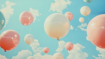 Fototapeta premium Bunch of balloons in the sky with a blue background