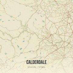 Fototapeta premium Retro UK map of Calderdale. Vintage street map.