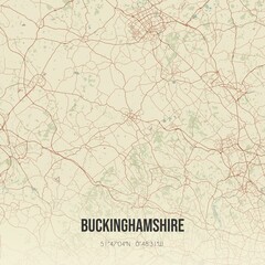 Fototapeta premium Retro UK map of Buckinghamshire. Vintage street map.