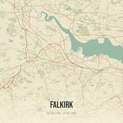 Retro UK map of Falkirk. Vintage street map.