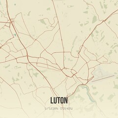 Retro UK map of Luton. Vintage street map.