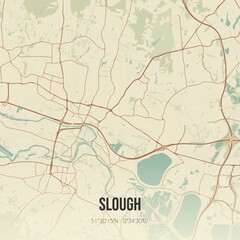 Obraz premium Retro UK map of Slough. Vintage street map.