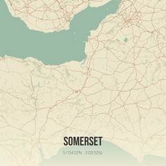 Fototapeta premium Retro UK map of Somerset. Vintage street map.