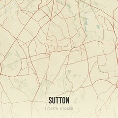 Fototapeta premium Retro UK map of Sutton. Vintage street map.