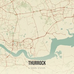 Obraz premium Retro UK map of Thurrock. Vintage street map.