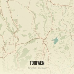 Retro UK map of Torfaen. Vintage street map.