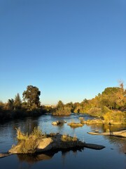 Peaceful golden lake