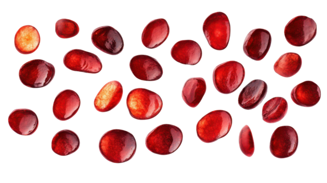 Dynamic red blood cells on transparent background