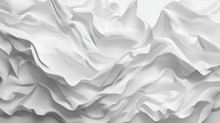 Abstract white fabric texture. Swirling folds and creases create a luxurious, elegant feel.