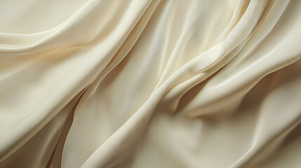 Obraz premium Creamy textured fabric, soft folds and drapes. Elegant, luxurious textile background. Perfect for fashion, design, and beauty.