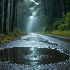 Fototapeta premium a rainy forest road