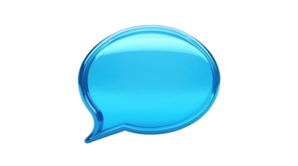 Text box, blue speech bubble on transparent background