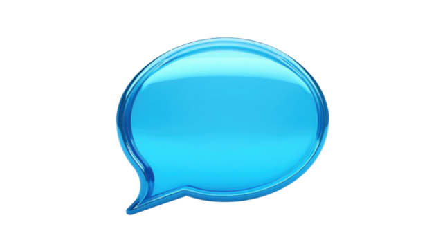 Text box, blue speech bubble on transparent background