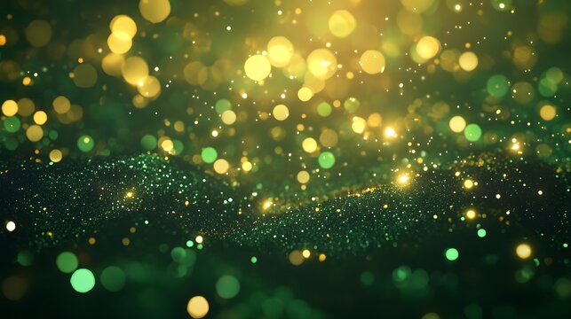Day fresh eve year`s St. next glowing future Patrick's sparkler green year party confetti new background bokeh lights