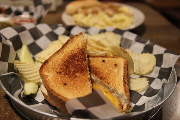 Chips and sandwiches at a local restaurant in downtown Columbus, Ohio.