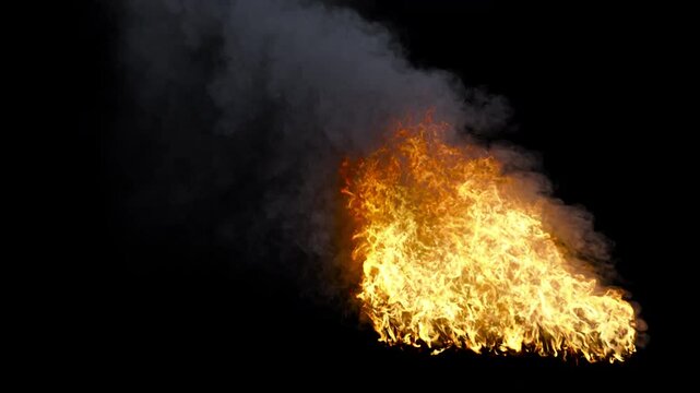 Car fire - fire effect only - vehicle burning VFX - 4K Pro Res with mask pass, 60 fps