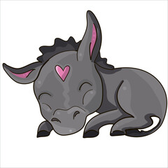Obraz premium Colorful vector illustration: cute baby donkey character ready to print