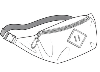 sporty bum bag flat sketch vector illustration 