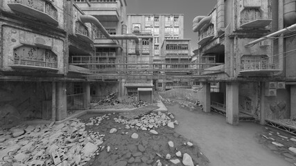 Fototapeta premium 荒廃した街の風景 3DCGレンダリング