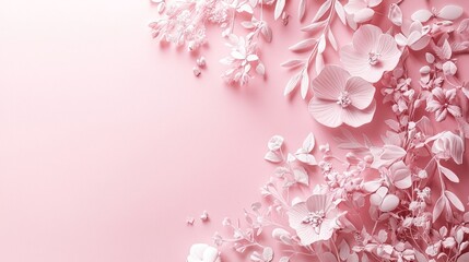 Obraz premium Valentine mockup card abstract design. Delicate Pink Floral Arrangement on Soft Background.