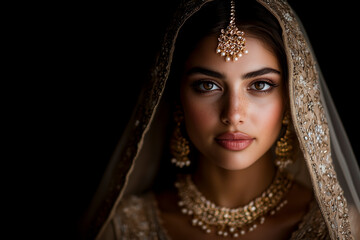 Indian Bride Portrait: Elegance, Beauty, and Cultural Tradition in a Captivating Close-up