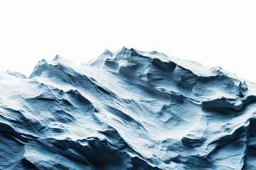 Obraz premium Abstract blue mountain range, textured and rugged, against a white background.