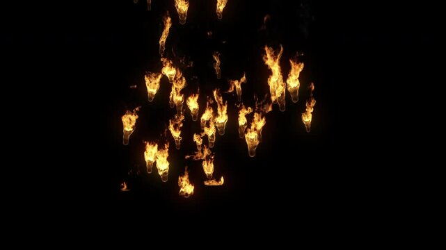 Burning debris falling to the ground - 4K Pro Res with mask pass, 60 fps