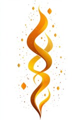 Three yellow arrows intertwining in a dynamic spiral on white background