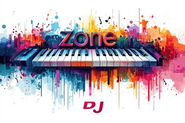 Colorful electronic DJ console with vibrant neon lights and keys