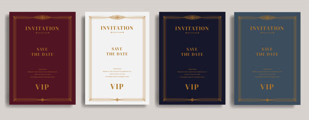 Vintage luxury invitation card template. Elegant invitation template with minimalist gold line design and classic theme