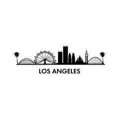 Fototapeta premium USA Los Angeles city skyline silhouette background. Hollywood, California Skyline Los Angeles Urban Landscape. Cityscape, City of Angels.