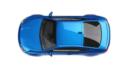 Blue abstract car top view on transparent background