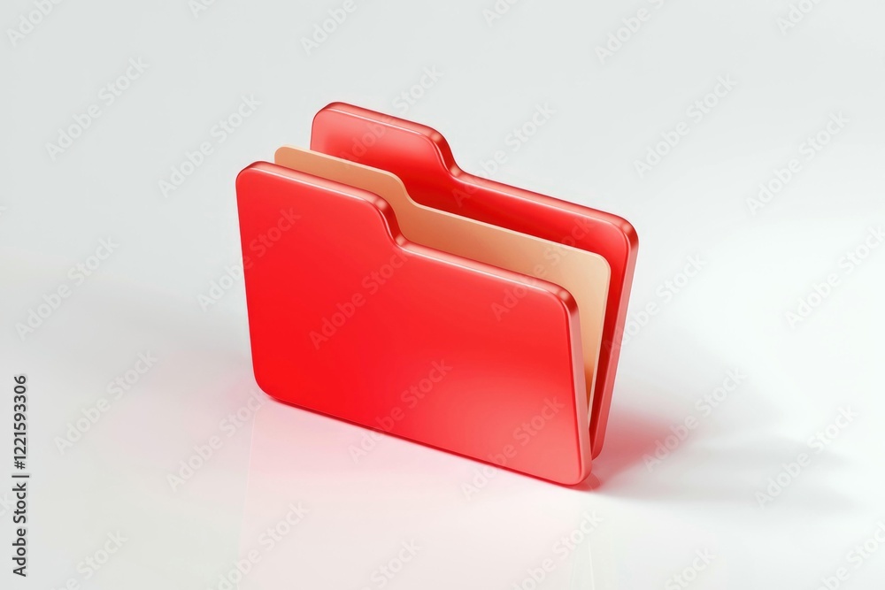 Poster a 3d rendering of two red folders, one slightly overlapping the other, symbolizing organization and 