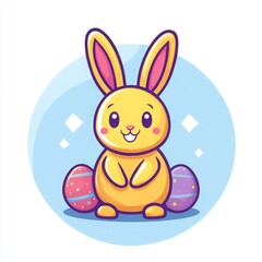 Obraz premium Minimalistic Easter bunny icon with thin outline in flat style Generative AI