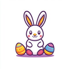 Obraz premium Minimalistic Easter bunny icon with thin outline in flat style Generative AI