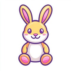 Obraz premium Minimalistic Easter bunny icon with thin outline in flat style Generative AI