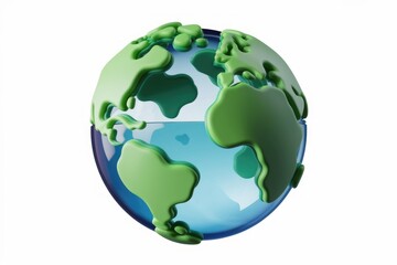 Fototapeta premium Stylized 3D Earth model showcasing landmasses and a significant portion of water, emphasizing global water resources.