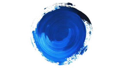 Blue paint geometric circle shape brush on transparent background