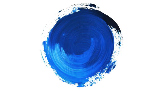 Blue paint geometric circle shape brush on transparent background