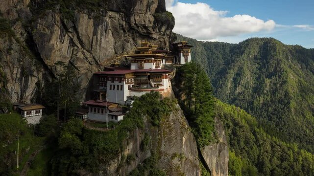 The amazing Tiger's Nest Monastery in Bhutan. Time Lapse.