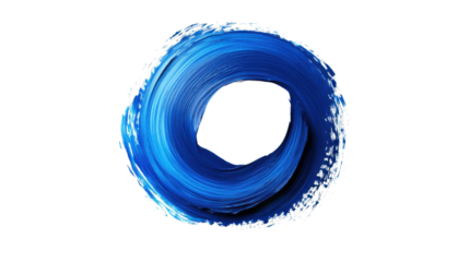 Blue paint geometric circle shape brush on transparent background