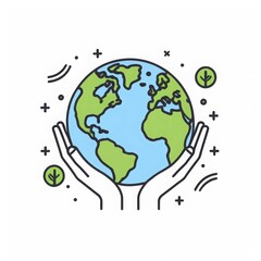 Minimalistic Earth Day icon with thin outline in flat style Generative AI