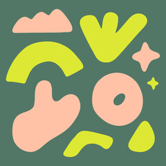 Abstract elements on a green background