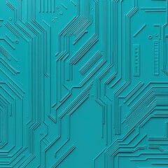 A vibrant turquoise background featuring intricate circuit patterns, ideal for technology-themed content or design.