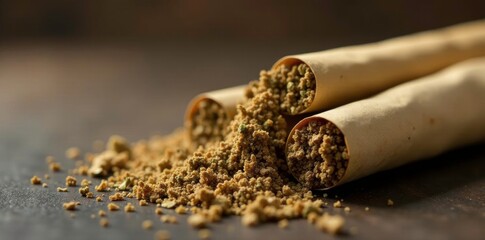 Herbal tobacco sticks wrapped in natural fibers, botanicals, cannabis