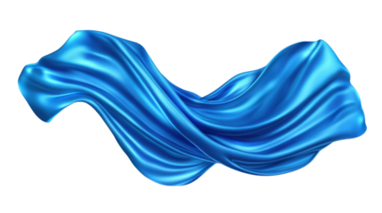 Blue silk fabric on transparent background