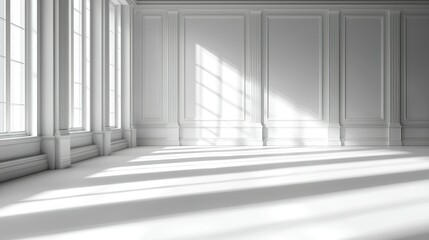 Fototapeta premium Sunlit White Room, Interior Design, Elegant Space