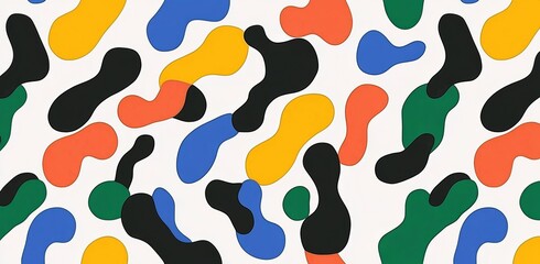 Colorful and abstract painting with many different colors and shapes